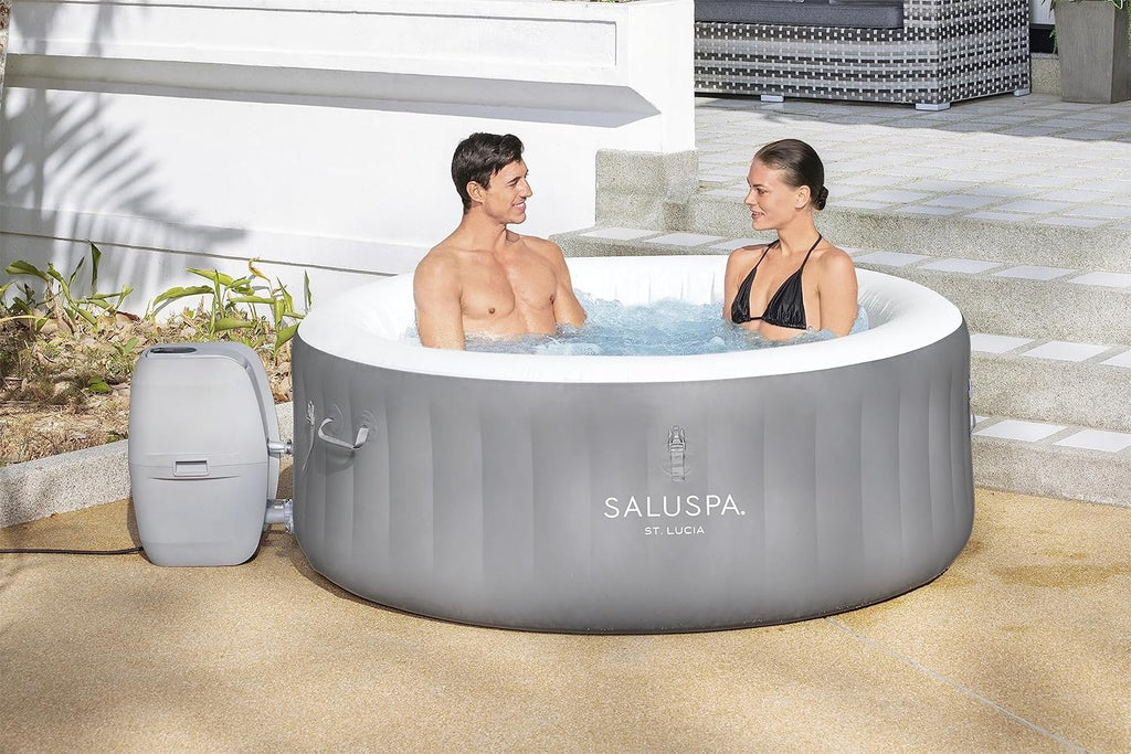 Bestway SaluSpa Miami EnergySense AirJet Inflatable Hot Tub Spa (71" x 26") | Portable Hot Tub with 2 Covers (1 Energy-Efficient Thermal Cover and 1 Standard Cover) | Fits Up to 2-4 Persons | Black wourant