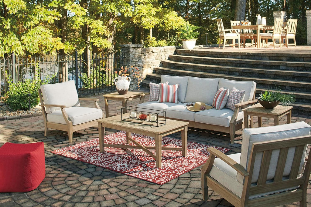 Coastal view outdoor terrace eucalyptus sofa wourant
