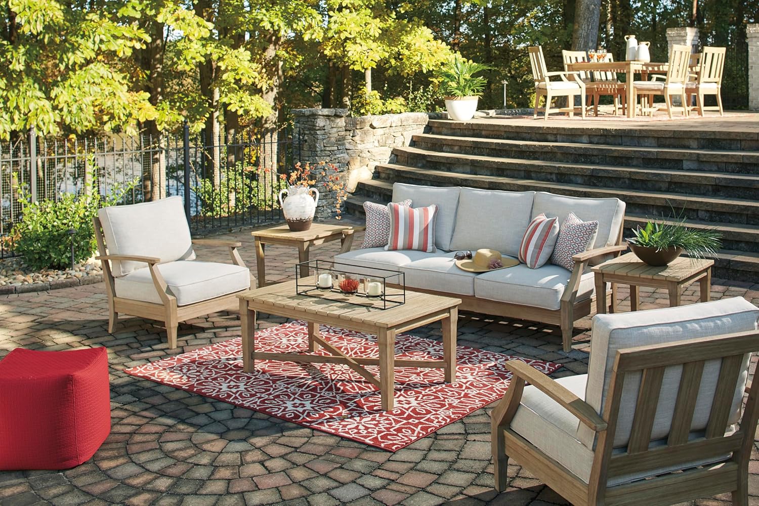 Coastal view outdoor terrace eucalyptus sofa wourant
