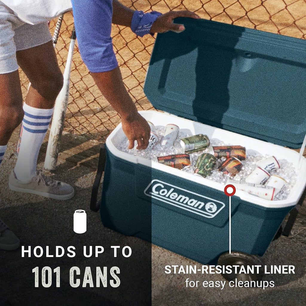 Coleman Insulated Portable Rolling Cooler with Wheels, Leak-Proof Outdoor Hard Cooler, Keeps Ice for Up to 5 Days, 100 Quart wourant