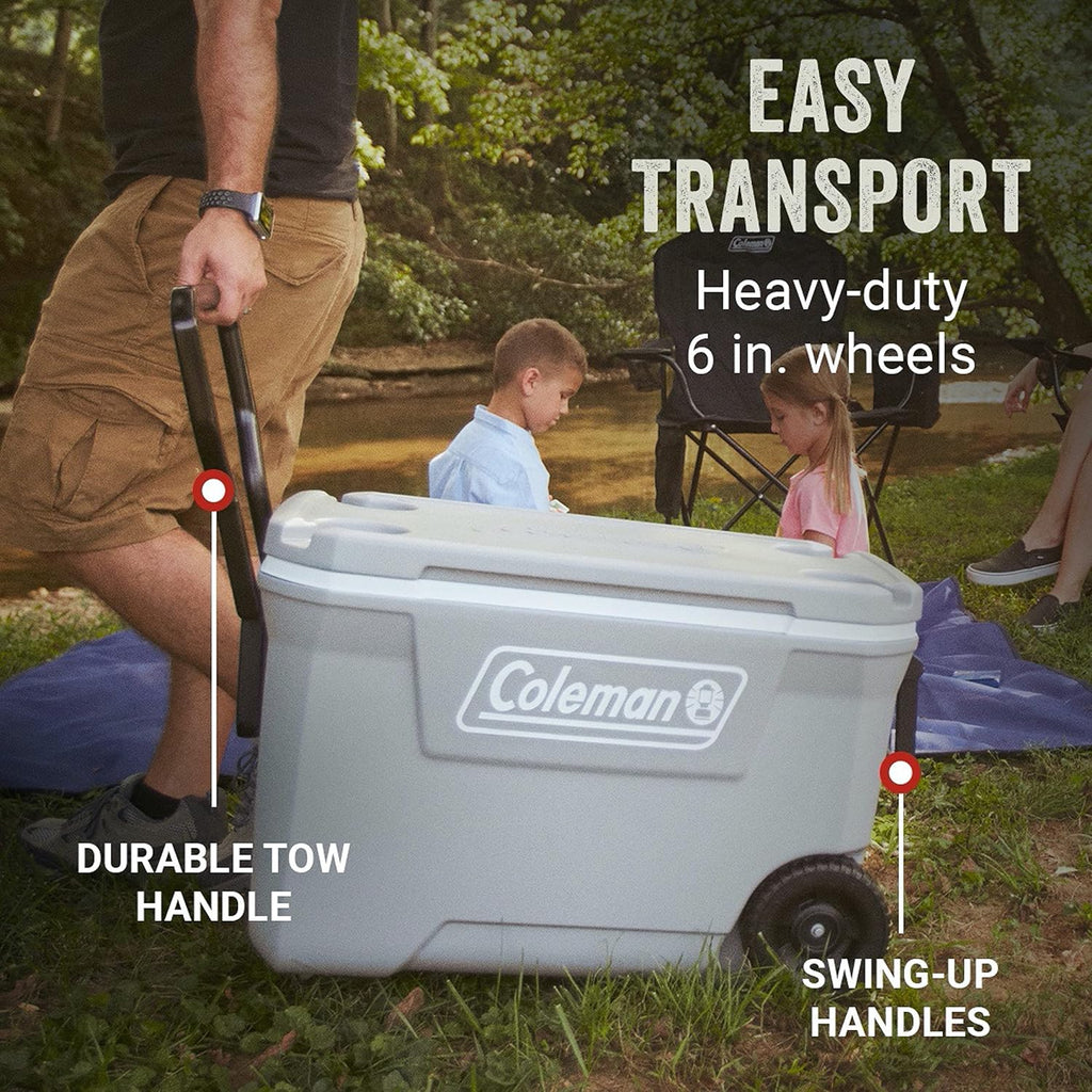 Coleman Insulated Portable Rolling Cooler with Wheels, Leak-Proof Outdoor Hard Cooler, Keeps Ice for Up to 5 Days, 100 Quart wourant