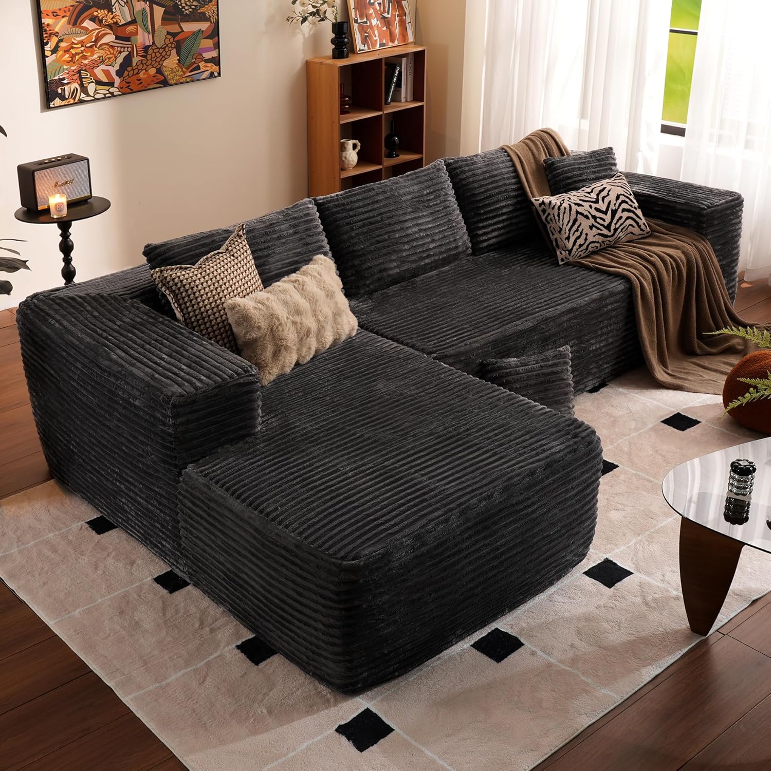 Ovios 104" Cloud Section Sofa L-shaped lounge chair, modern modular sofa wourant