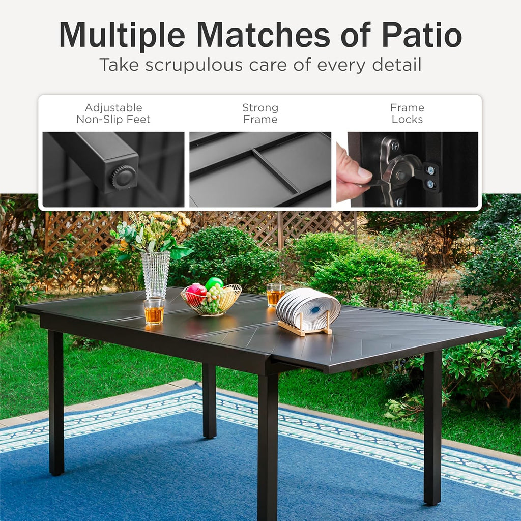 PHI VILLA 6-Piece Outdoor Dining Sets, All-Weather Patio Table and Chairs Set with Umbrella for 4, Heavy Duty Patio Round Table Set for Deck, 4 Extra Large Outdoor Swivel Chairs with Thick Cushions wourant