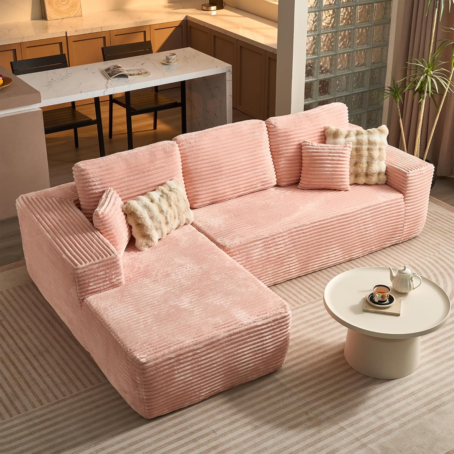 Ovios 104" Cloud Section Sofa L-shaped lounge chair, modern modular sofa wourant