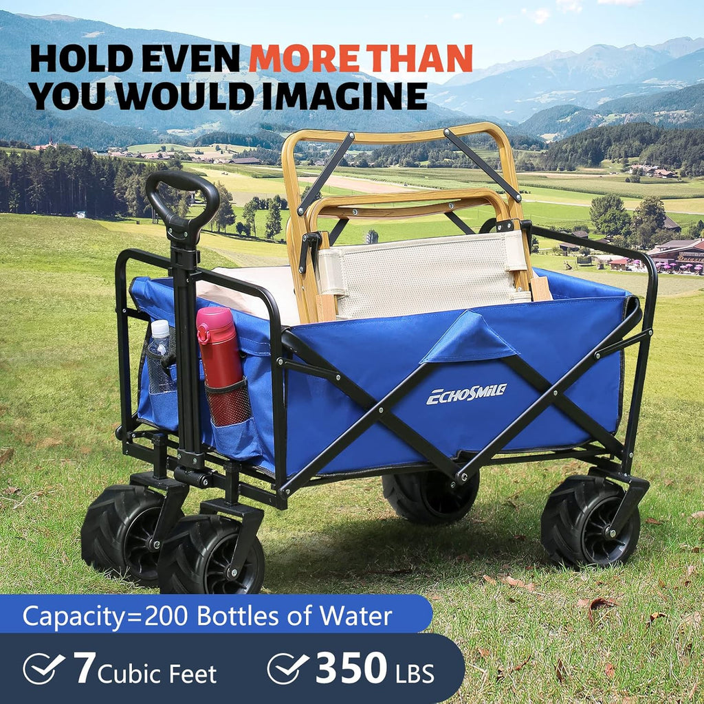Heavy Duty 350 lb Capacity Foldable Caravan, Outdoor Folding Camping Caravan, Portable Grocery Cart, Adjustable Rolling Cart wourant
