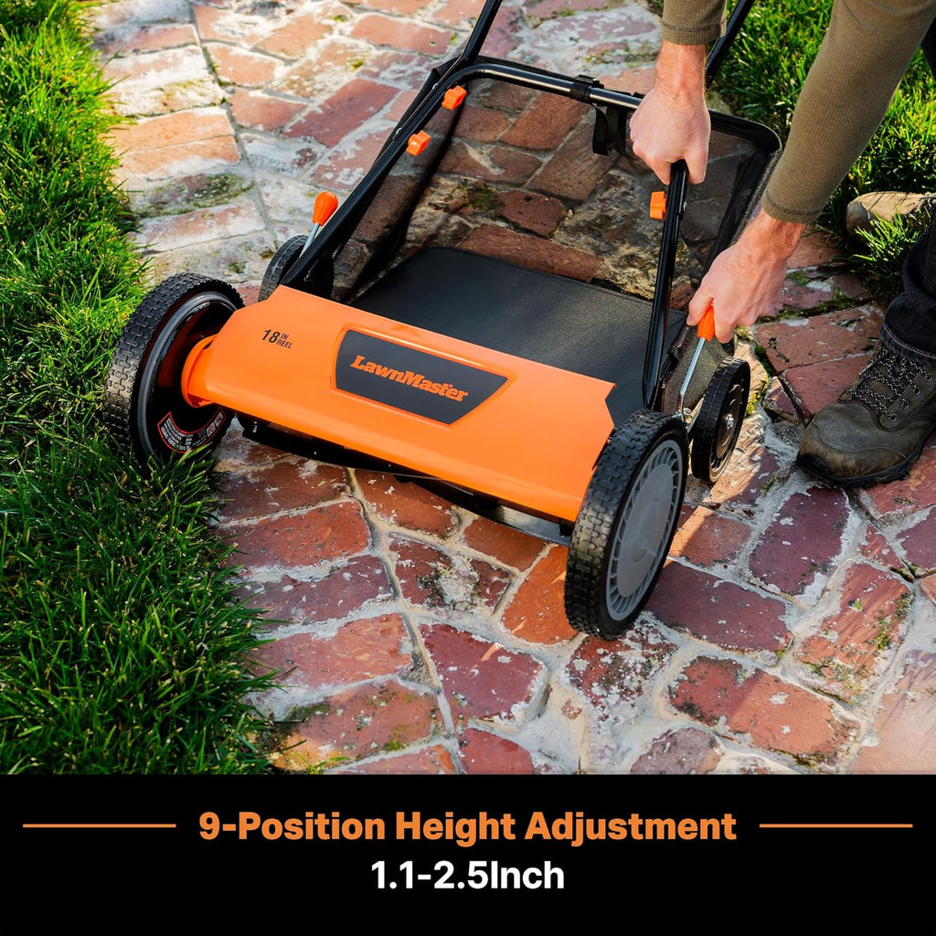 LawnMaster LMRM1801 Push Reel Lawn Mower 18-Inch 5-Blade wourant