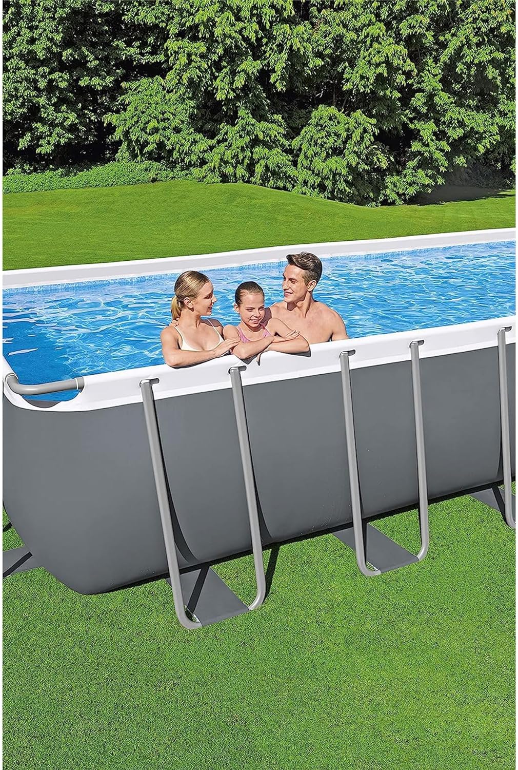 Power Steel 14' x 8'2" x 39.5" Oval Above Ground Pool Set | Includes 530gal Filter Pump, Ladder, ChemConnect Dispener wourant