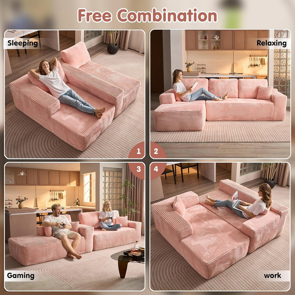 Ovios 104" Cloud Section Sofa L-shaped lounge chair, modern modular sofa wourant