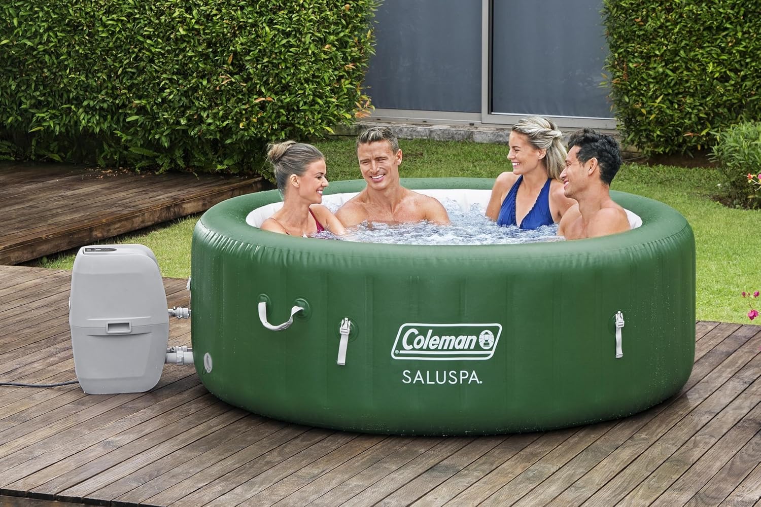 Bestway Palm Springs 4 to 6 Person EnergySense Smart AirJet Plus Inflatable Hot Tub Outdoor Spa with 140 AirJets and Insulated Cover wourant