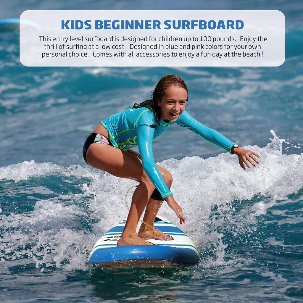 6 FUNBOARD Surfboard Softboard Foam Include (3) Fins 6 Foot Leash and (2) Wood Stringers wourant