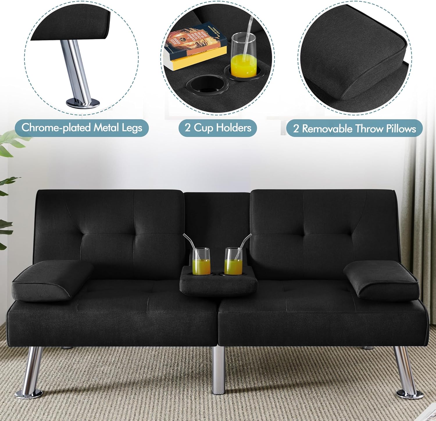 Convertible Sofa Bed Modern Imitation Leather Home Recliner Flip Double Sofa Folding Sofa Bed Guest Bed wourant