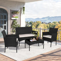 Shintenchi 4 Piece Outdoor Patio Furniture Set, Wicker Rattan Patio Conversation Set, Outdoor Chairs and Loveseat with Coffee Table for Porch, Yard & Poolside (Brown) woonhhop