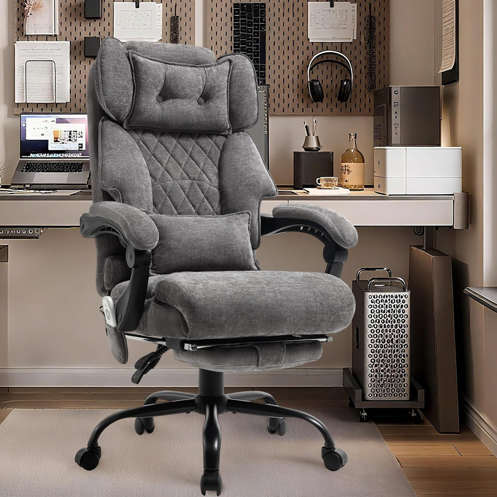 Massage Office Chair with Footrest, Large and Tall Leather Office Chair 500 lbs wourant