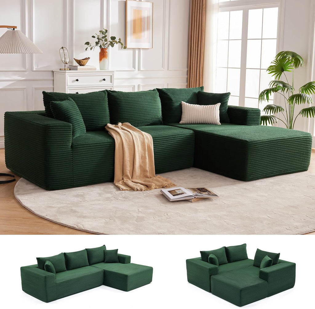 110 Cloud Sectional Couch, Boneless Sofa for Living Room Modular Sectional Sofa with Deep Seat wourant