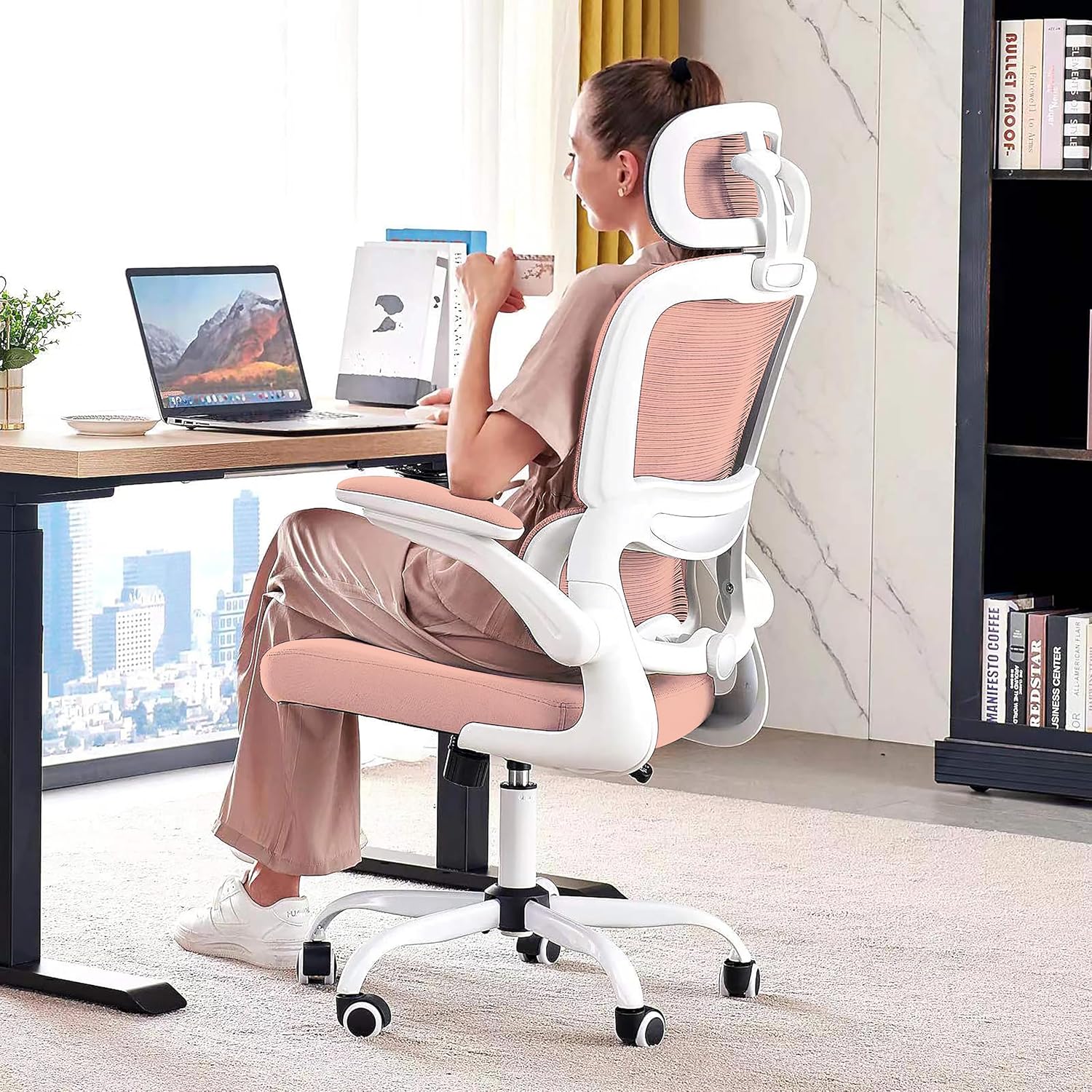 Office Chair Ergonomic Desk Chair, 330 lbs Home Mesh Desk Chair with Wheels, Comfortable Gaming Chair, High Back Office Chair wourant