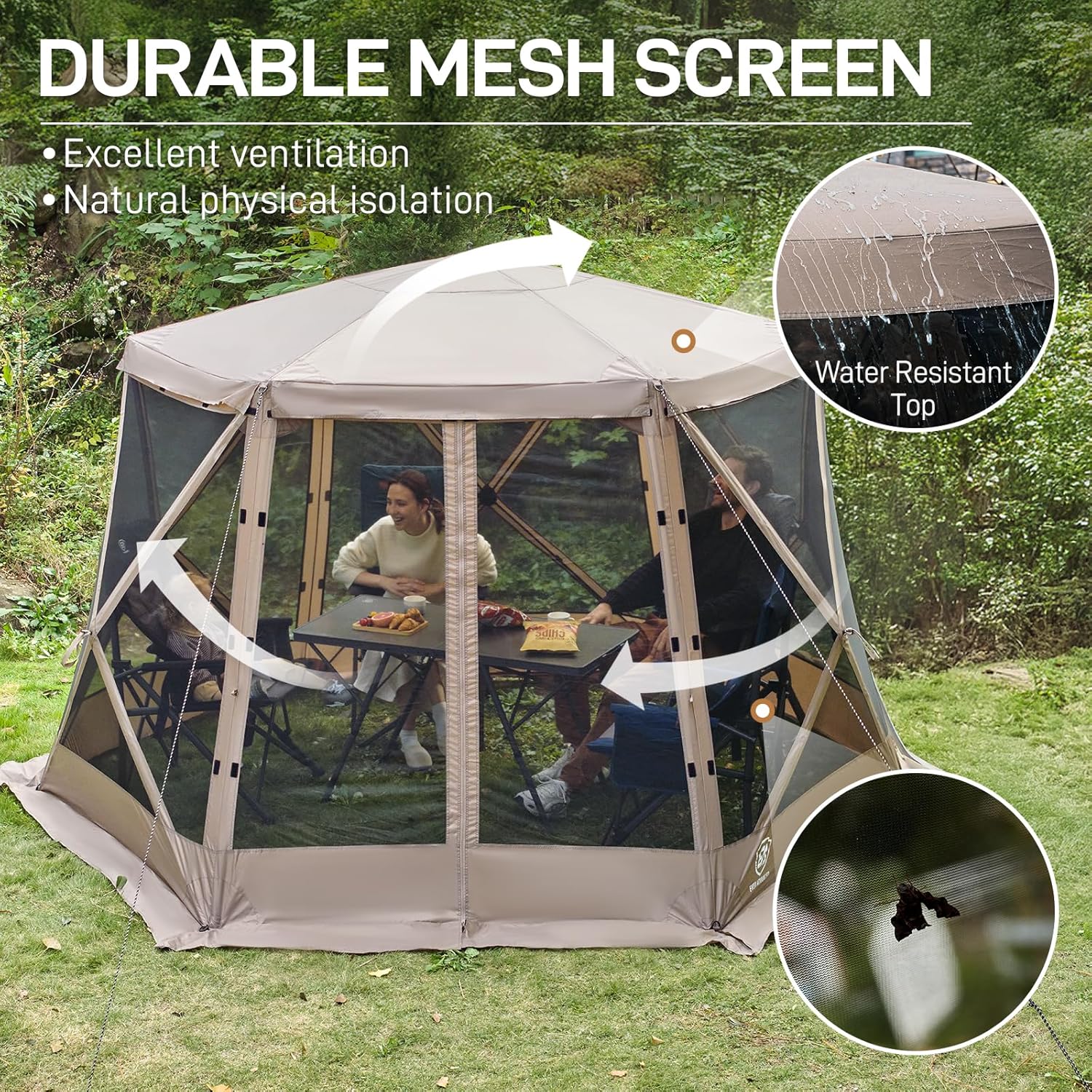 Pop up Screen House Tent for Camping 11.5 x 9.8 ft, Instant Screened Gazebo Canopy with Netting, Portable Shelter Enclosure wourant