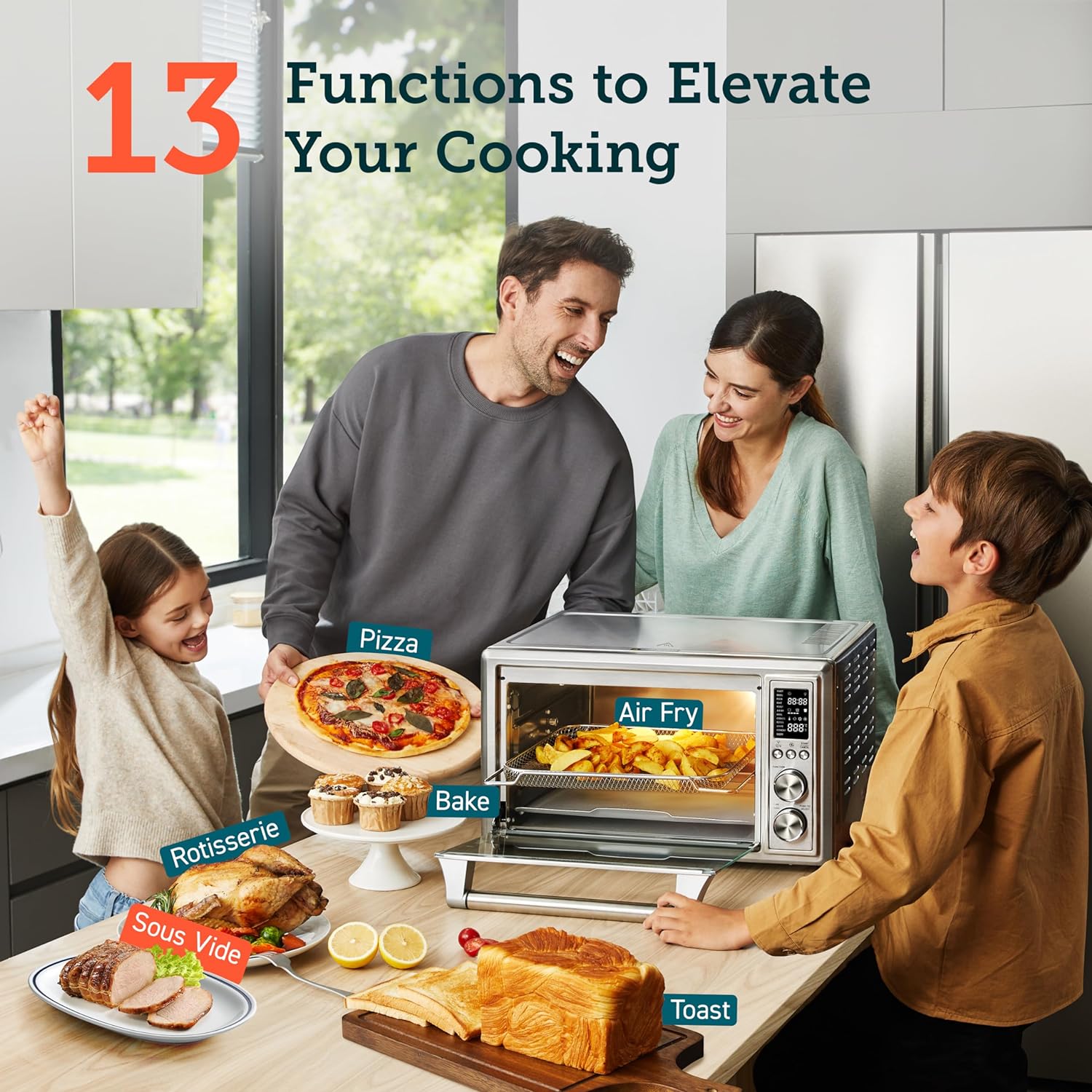 Air Fryer Toaster Oven Combo 13-in-1 32Qt APP & Voice Control Convection Oven Countertop wourant