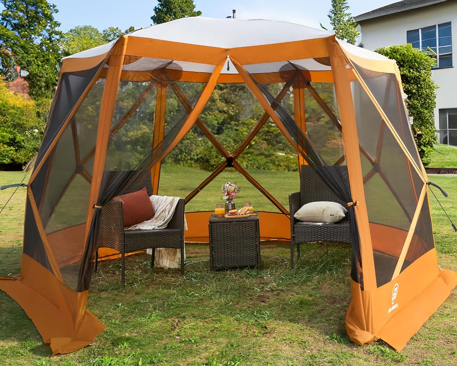 Pop up Screen House Tent for Camping 11.5 x 9.8 ft, Instant Screened Gazebo Canopy with Netting, Portable Shelter Enclosure wourant
