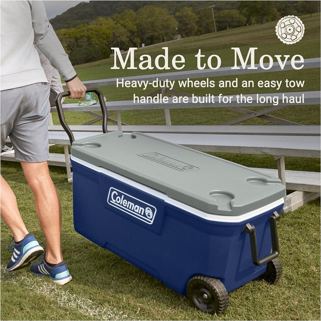 Coleman Insulated Portable Rolling Cooler with Wheels, Leak-Proof Outdoor Hard Cooler, Keeps Ice for Up to 5 Days, 100 Quart wourant