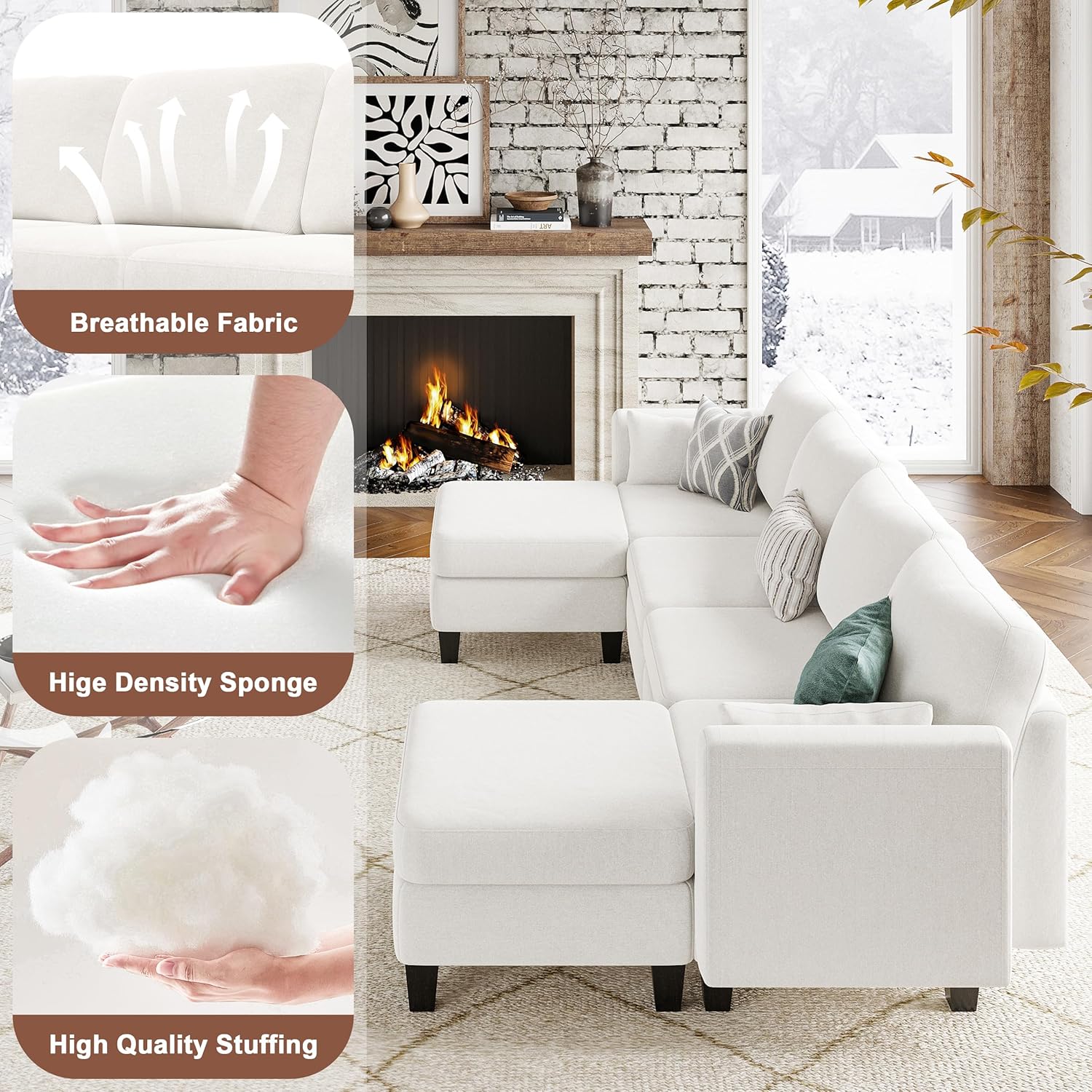 Modular Sectional Sof Convertible U Shaped Sofa Couch with High Density Memory Foam wourant