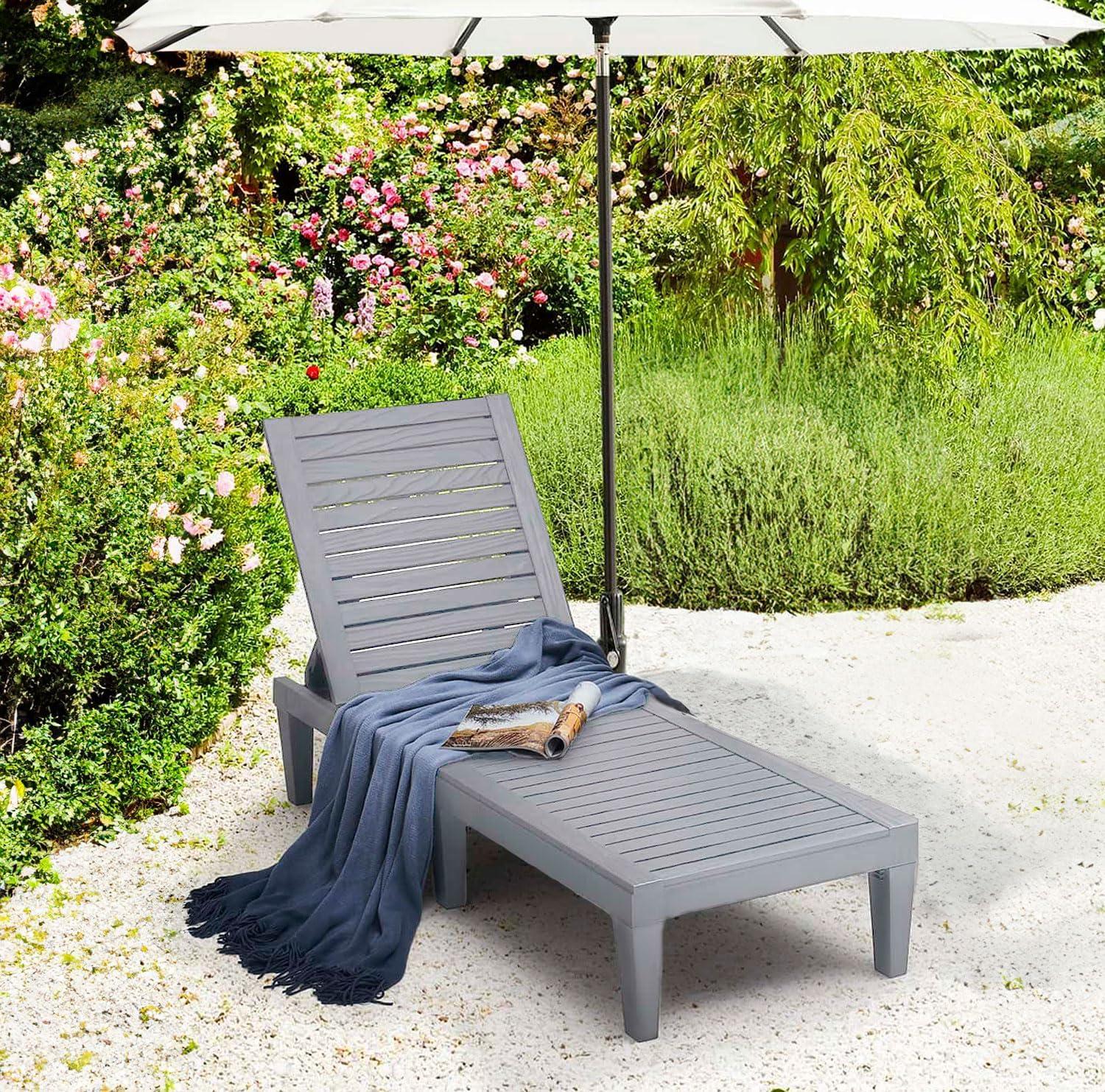 Patio Chairs - Black Chaise Lounge Chair Outdoor 5-Position Adjustable Sun Tanning Chair Waterproof Pool Lounge Chairs Set of 2 Reclining Lawn Chair, Lightweight Outdoor Lounge Chairs wourant