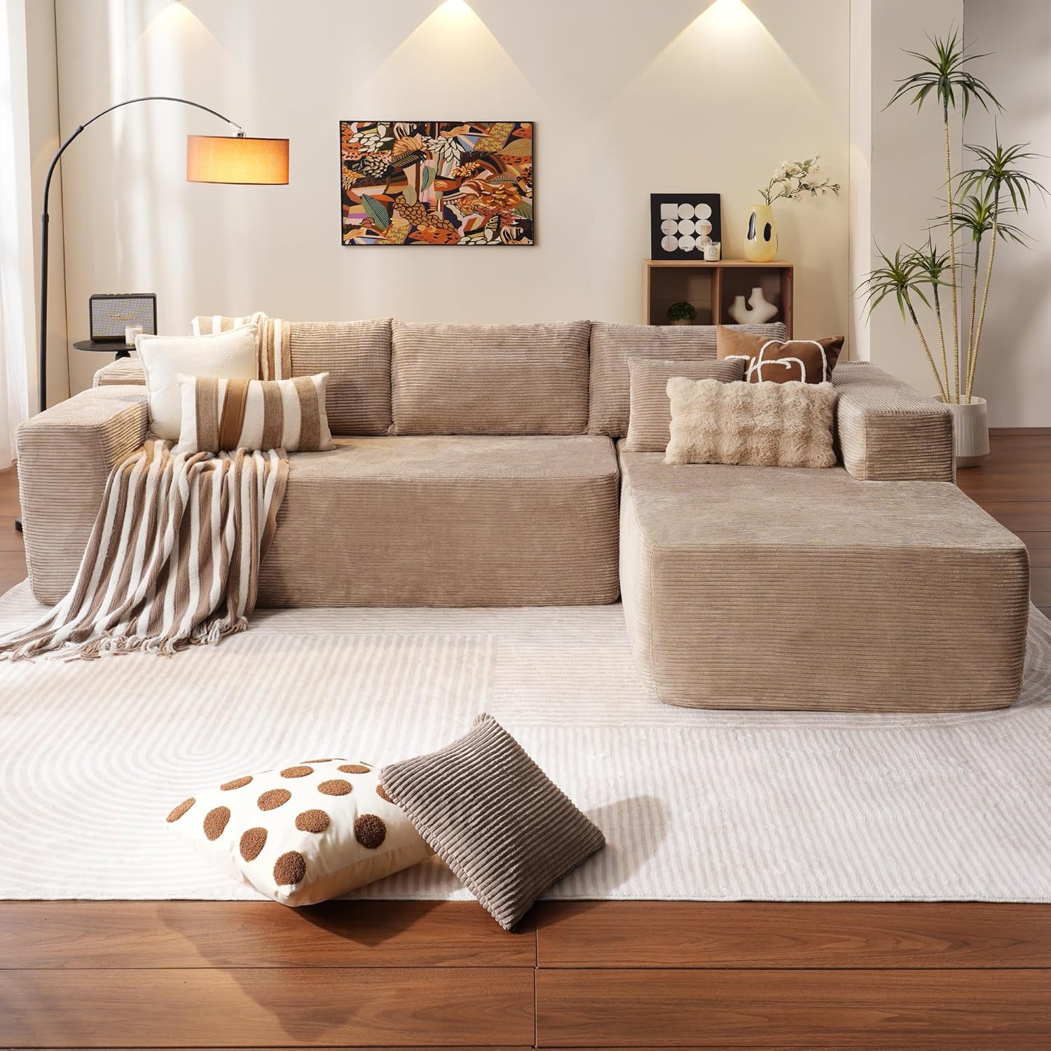 Ovios 104" Cloud Section Sofa L-shaped lounge chair, modern modular sofa wourant