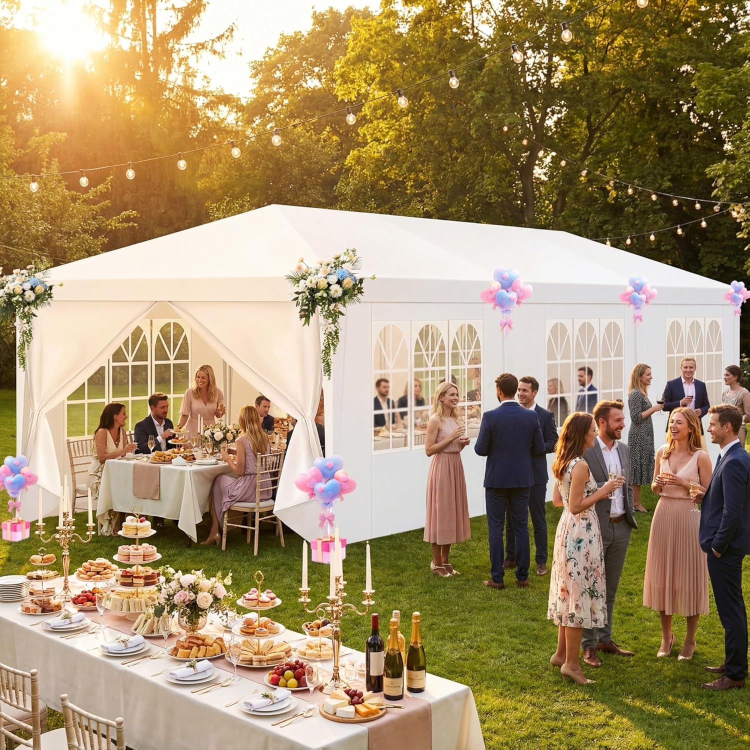 HOTEEL 10x30 Party Tent with 8 Removable Sidewalls for Parties, Weddings, BBQ wourant