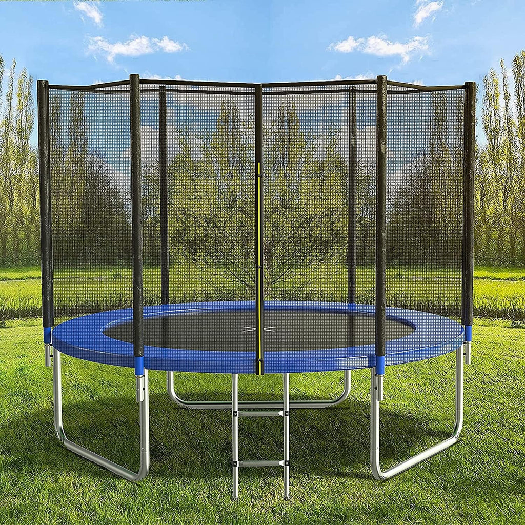 AOTOB 8FT 10FT 12FT 14 FT 15FT Trampoline with Safety Enclosure Net，Outdoor Trampoline with Basketball Hoop, Heavy Duty Jumping Mat and Spring Cover Padding for Kids and Adults, Storage Bag and Ladder wourant