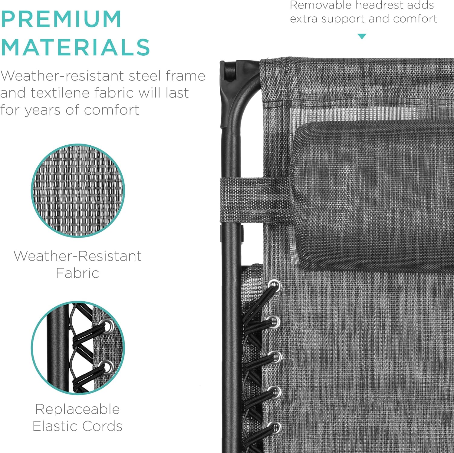 Best Choice Products Folding Zero Gravity Outdoor Recliner Patio Lounge Chair w/Adjustable Canopy Shade, Headrest, Side Accessory Tray, Textilene Mesh - Peacock Blue wourant