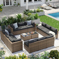 Aoxun Patio Furniture Sets, 7-Piece Outdoor Patio Furniture with Thick Cushions, Wicker Outdoor Conversation Set Sectional Sofa for Backyard, Poolside, Garden woonhhop