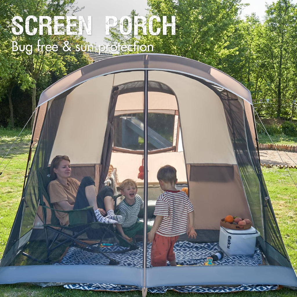 PORTAL 6/8/10 Person Family Camping Tent with Screen Room, Water Resistant Big Tunnel Tent with Rainfly, Large Family Tent for Outdoor Camping, Party wourant