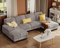 Furmax Sectional Couches for Living Room U-Shaped Sofa Couch Linen Fabric 4 Seat Sofa Set wourant