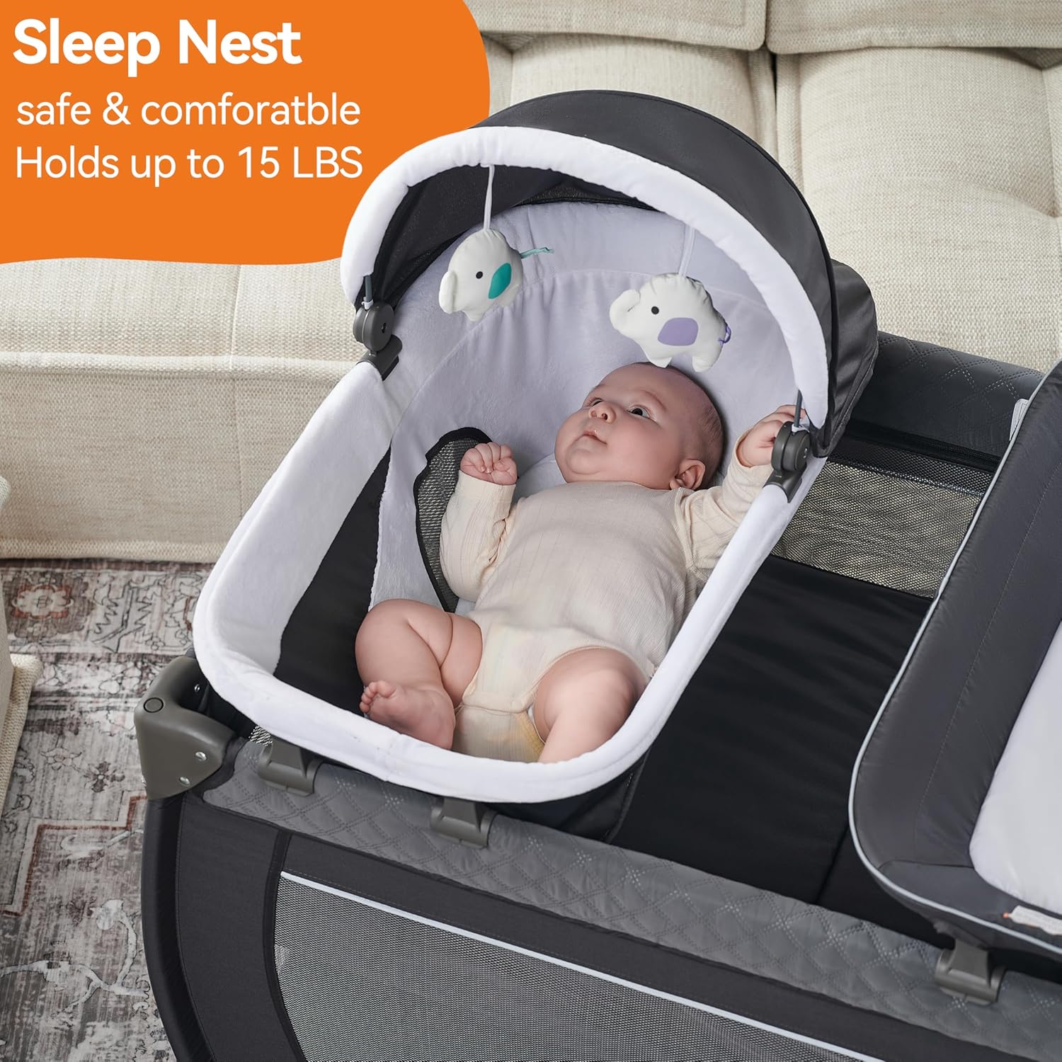 Pamo Babe Baby Playpen - Heavy-duty steel frame provides a safe sleeping space and portable crib wourant