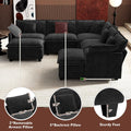 Ihanherry 146" U-Shaped Modern Sofa Modular Sectional Cloud Couch with 2 Ottoman, 6-Seat Chenille Deep Seat Sofa with 6 Pillows for Living Room, Bedroom and Apartment, Grey wourant