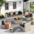 UDPATIO Outdoor Patio Furniture Set, 7-Piece PE Wicker Sectional Sofa with Tea Table, Outdoor Conversation Set for Patio, Garden, Backyard Green wourant