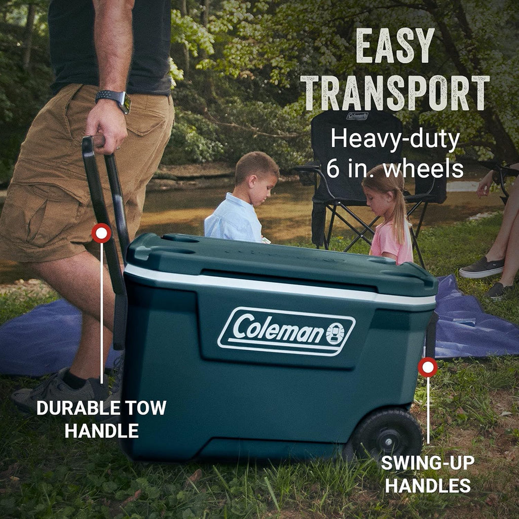 Coleman Insulated Portable Rolling Cooler with Wheels, Leak-Proof Outdoor Hard Cooler, Keeps Ice for Up to 5 Days, 100 Quart wourant