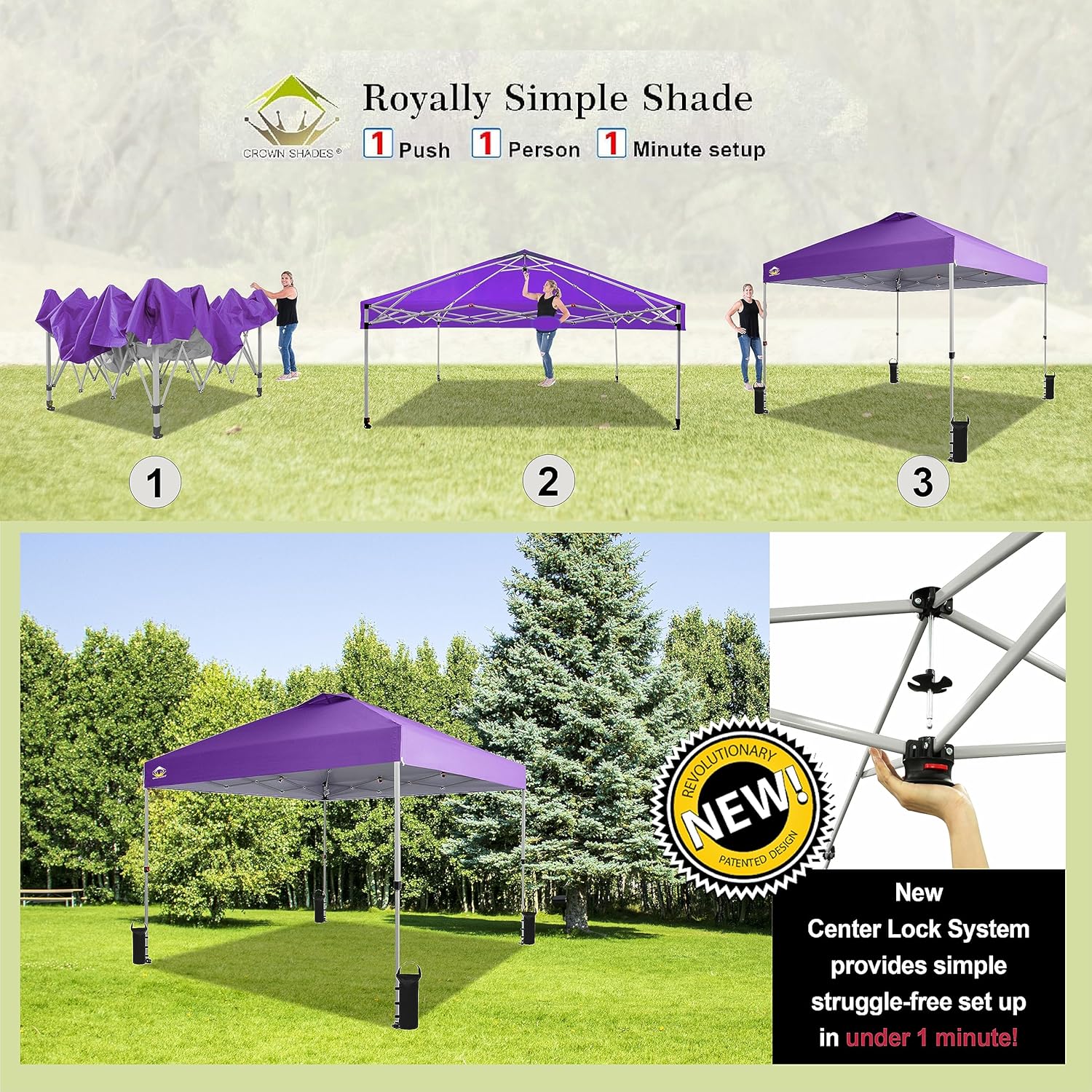 10x10 Pop-Up Awning - One-Click Installation Beach Tent - Outdoor Sunshade Silver Coated Top, 3 Heights and 4 Sand Pockets wourant