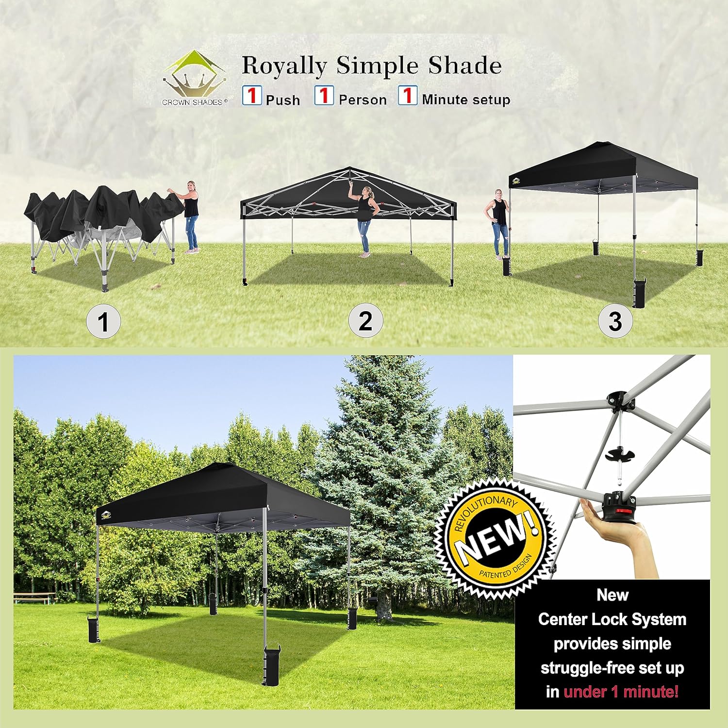 10x10 Pop-Up Awning - One-Click Installation Beach Tent - Outdoor Sunshade Silver Coated Top, 3 Heights and 4 Sand Pockets wourant