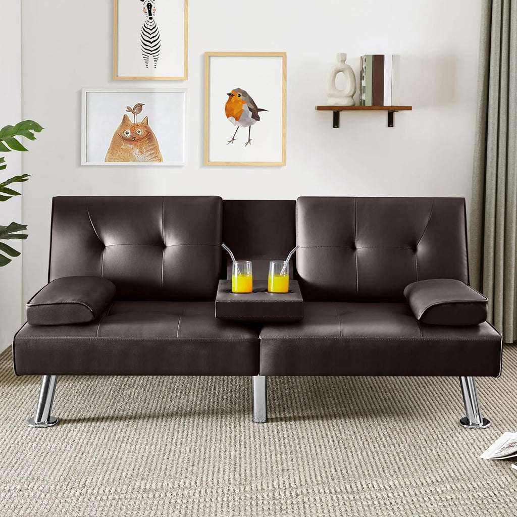 Convertible Sofa Bed Modern Imitation Leather Home Recliner Flip Double Sofa Folding Sofa Bed Guest Bed wourant