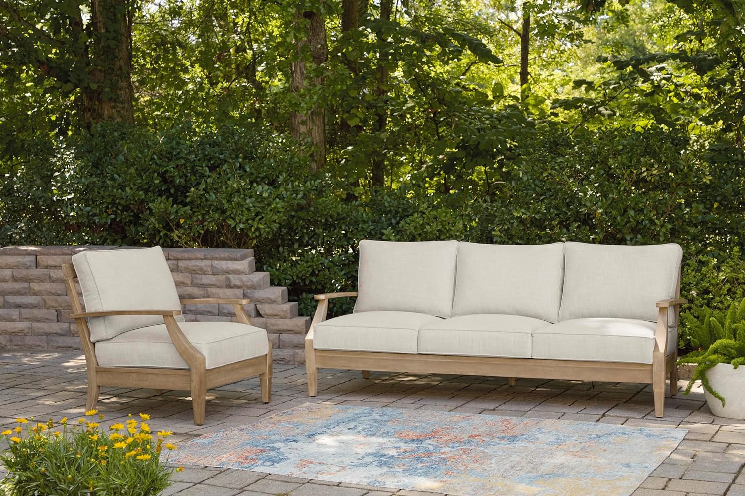 Coastal view outdoor terrace eucalyptus sofa wourant