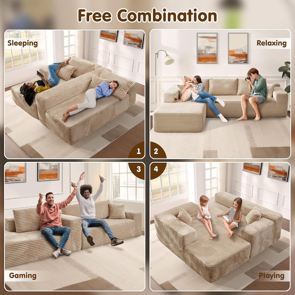 Ovios 104" Cloud Section Sofa L-shaped lounge chair, modern modular sofa wourant