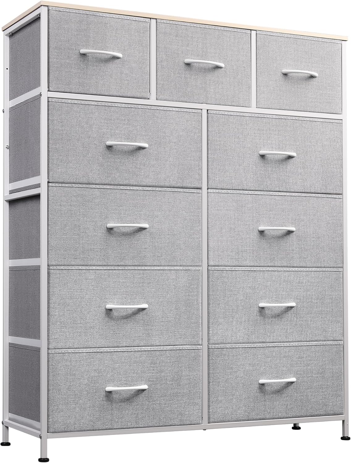Storage Organizer Unit with 11 Fabric Bins, Storage Drawers Organizer with Steel Frame, Tall Storage Tower Organizaton wourant