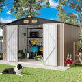 IRONCK 10x8FT Outdoor Storage Shed with Breathable Vent, Galvanized Steel Metal Tool Shed wourant