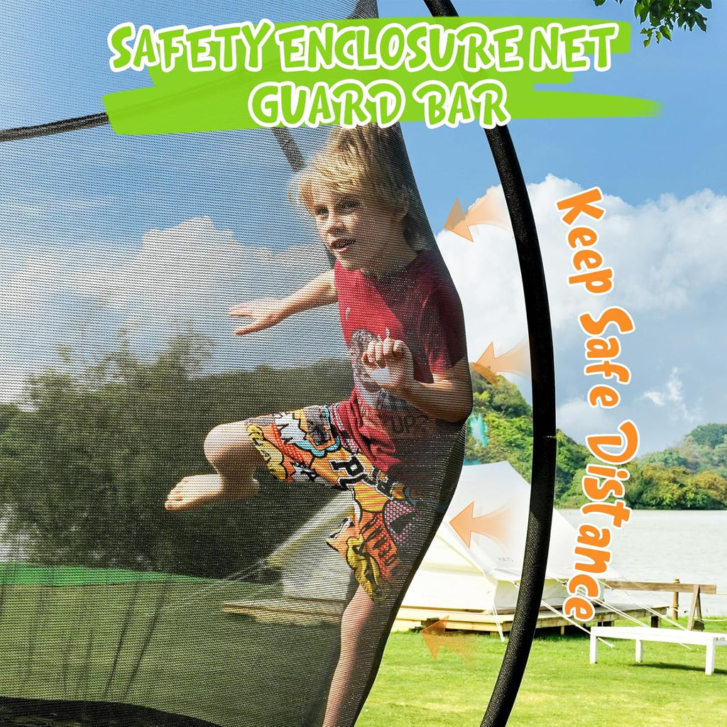 Gigu 10FT 12FT 14FT Recreational Trampolines with Enclosure Net and Ladder and Anti-Rust Coating, ASTM Approved Trampoline Outdoor for Kids and Adults Outdoor Yard Trampolines wourant