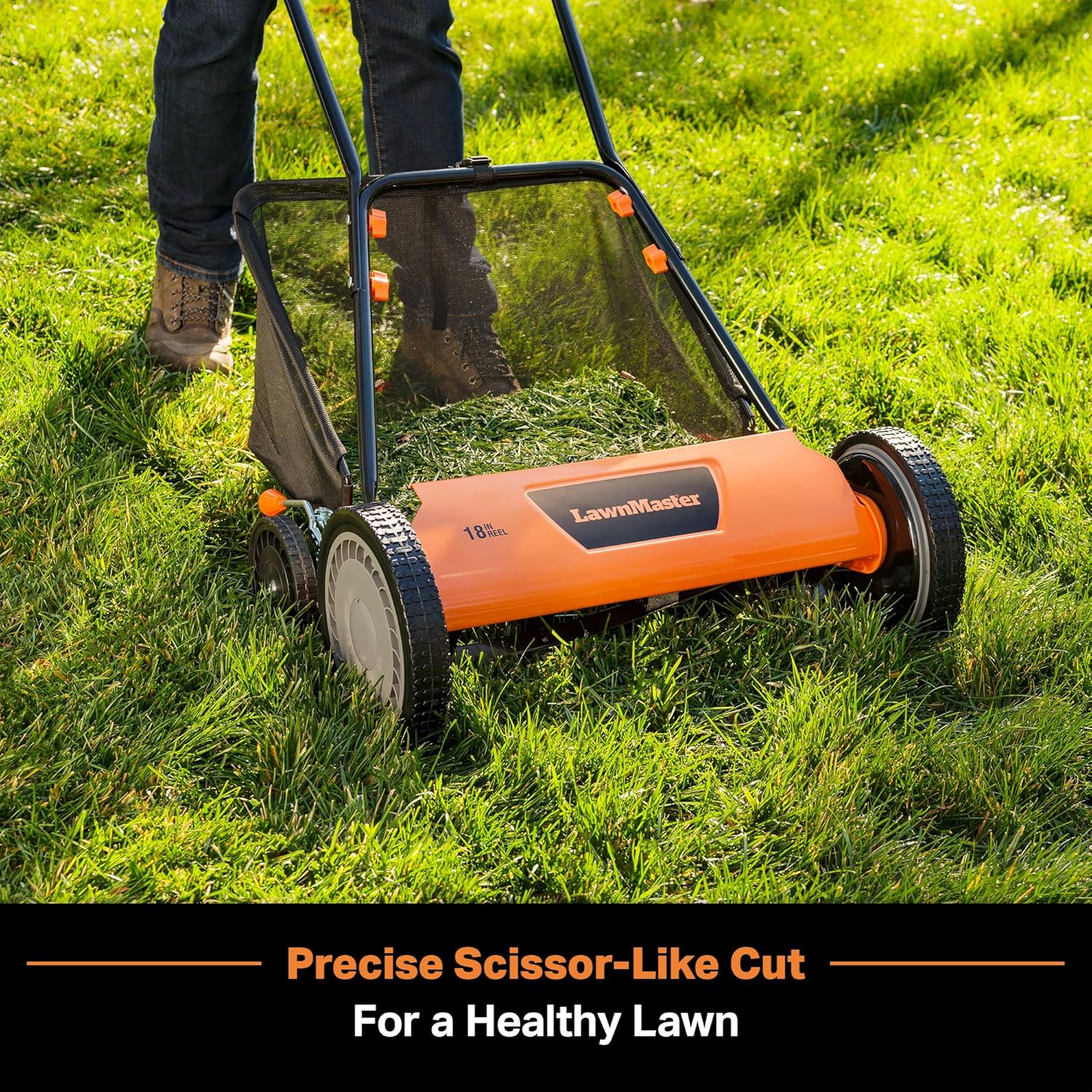 LawnMaster LMRM1801 Push Reel Lawn Mower 18-Inch 5-Blade wourant