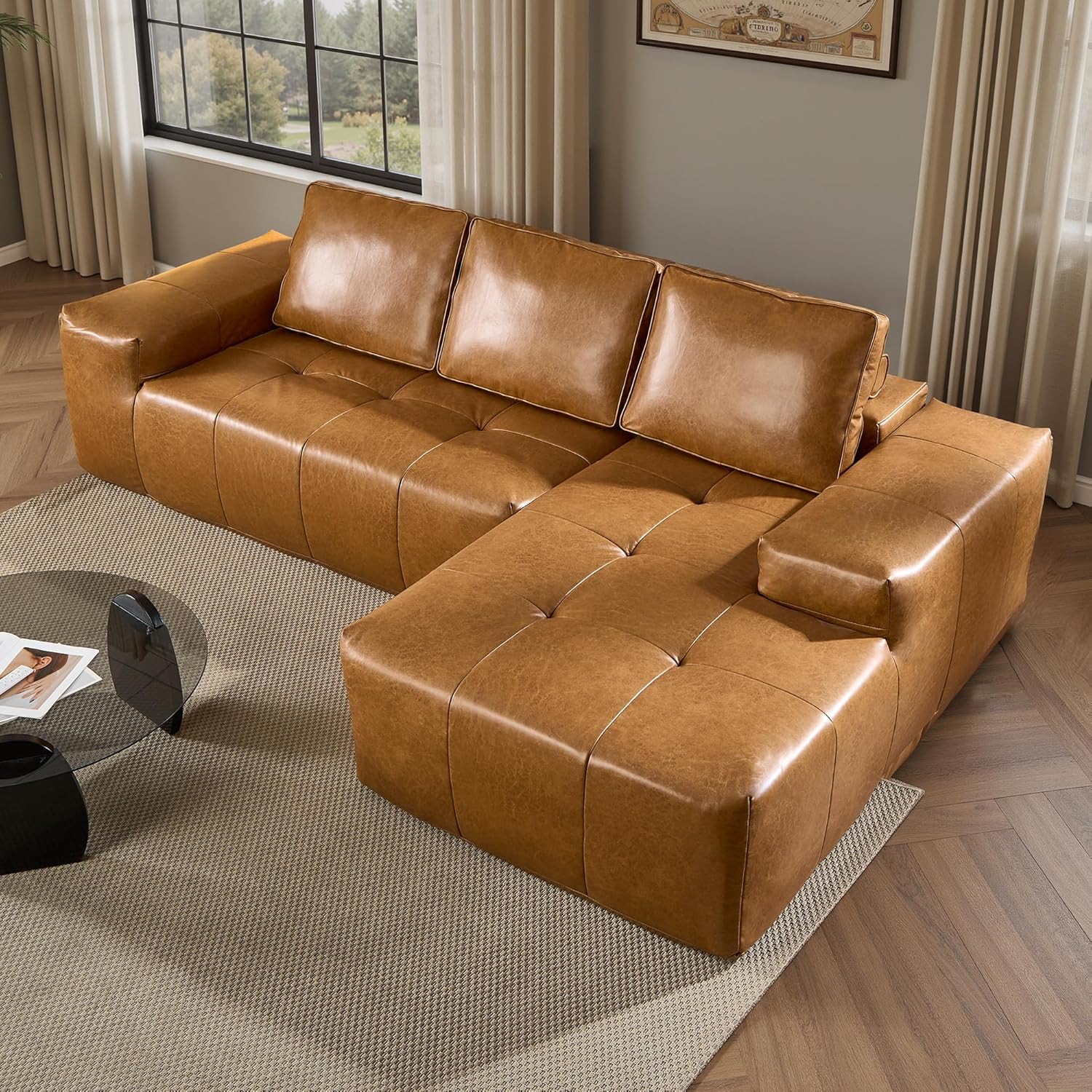 Ovios 104" Cloud Section Sofa L-shaped lounge chair, modern modular sofa wourant
