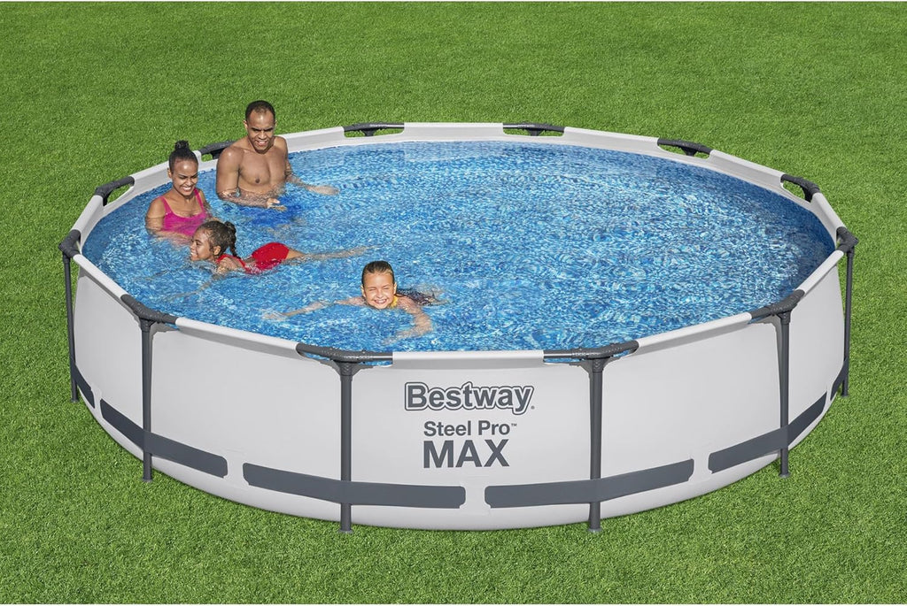 Steel Pro MAX 10 Foot x 30 Inch Round Metal Frame Above Ground Outdoor Backyard Swimming Pool Set with 330 GPH Filter Pump wourant