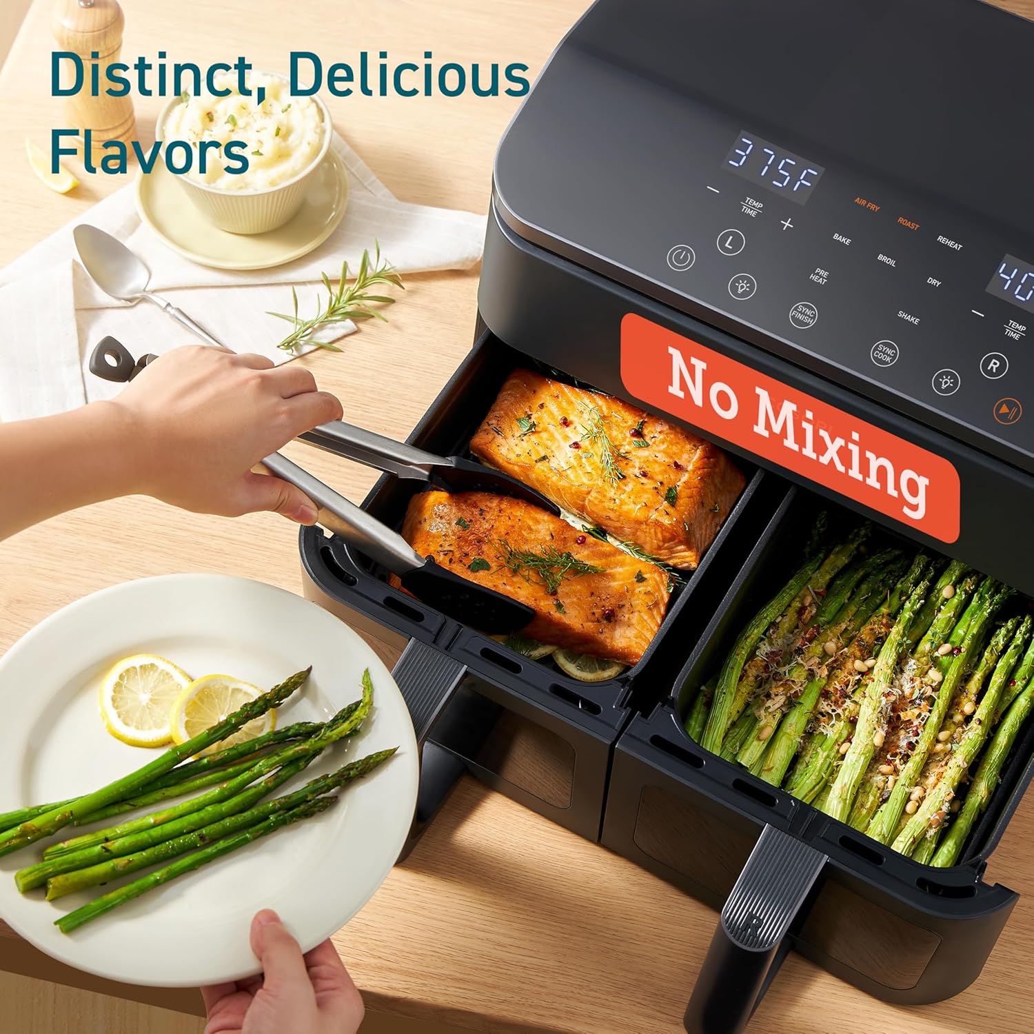 COSORI 9Qt 10-in-1 Dual Air Fryer Fresh Balanced Meals for Family Children Double Baskets wourant