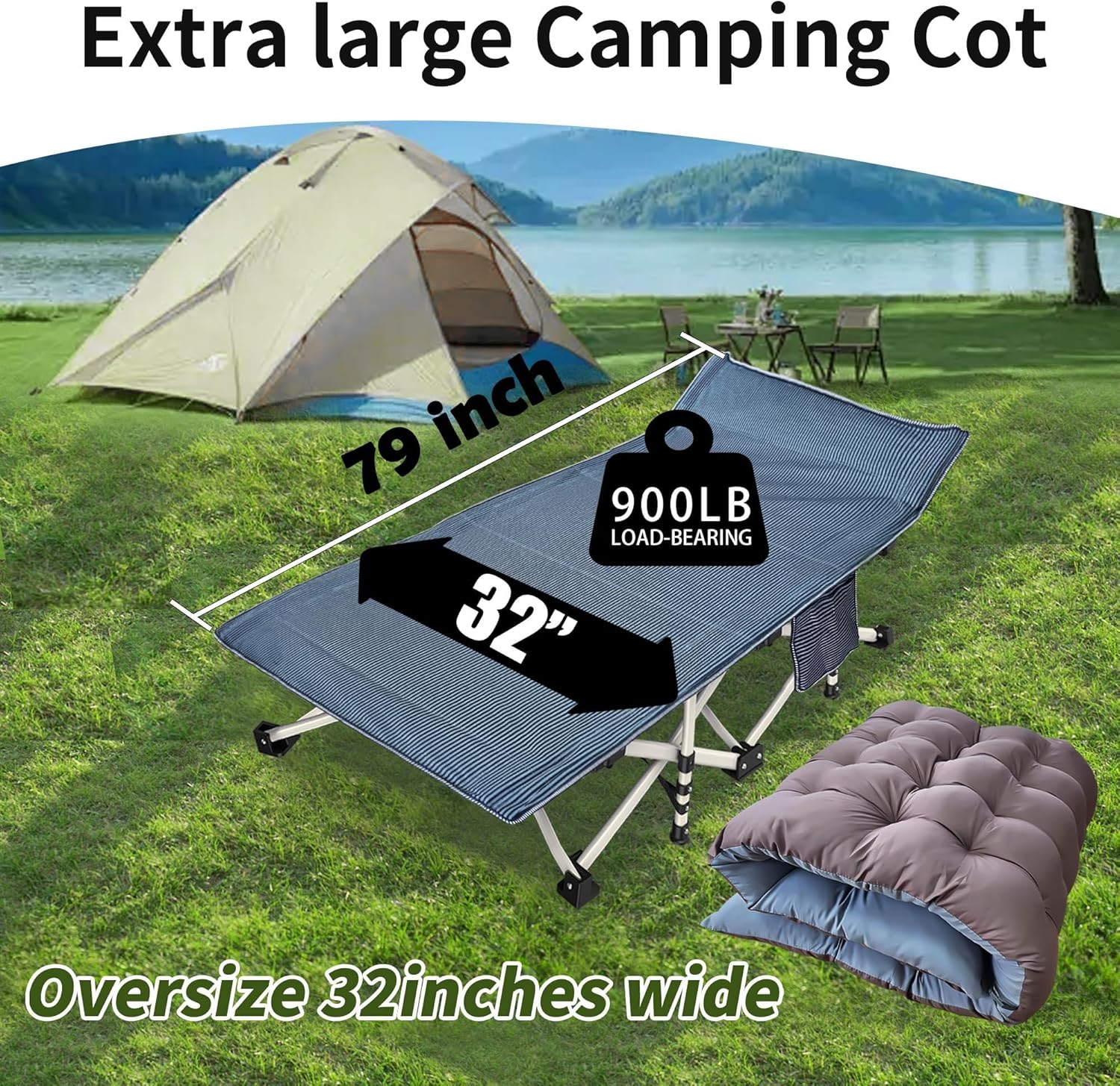 2-pack camping cots with mattresses, comfortable sleeping beds, adult camping cots, 2-person folding beds, heavy-duty sleeping beds wourant