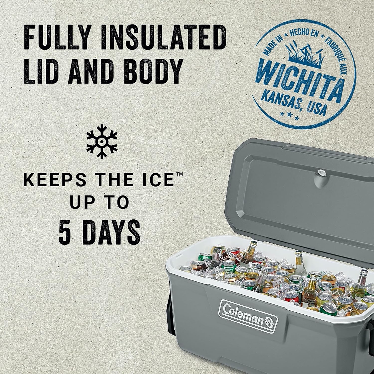 Coleman Classic Series Insulated Portable Wheeled Cooler, Leak-Resistant Outdoor Hard Cooler Keeps Ice up to 5 Days, 100-Quart wourant